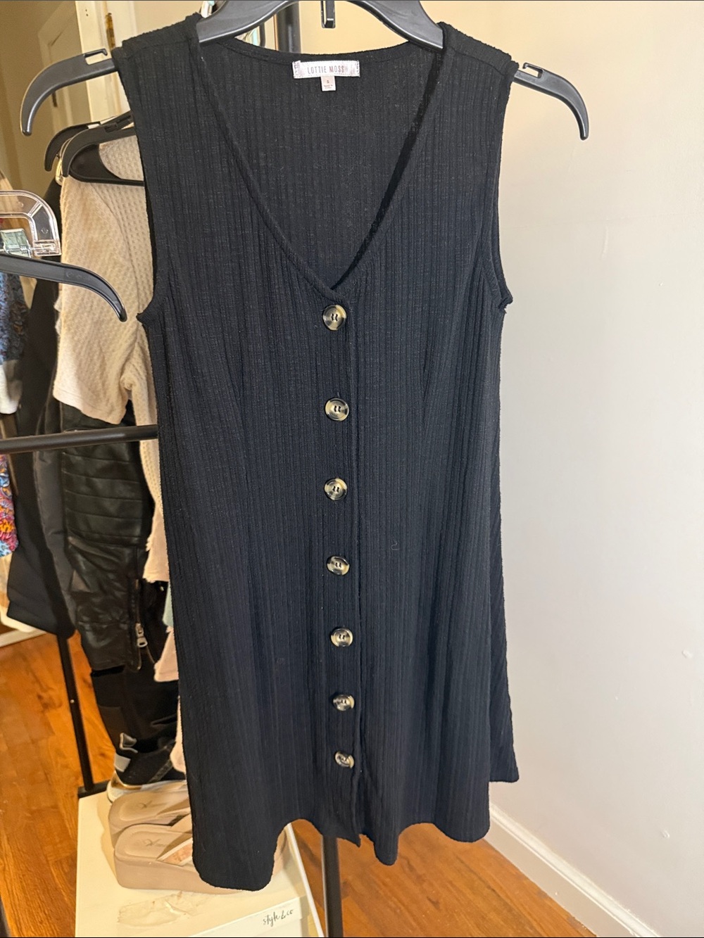 Sleeveless Black Button-Front Swim Coverup by LULU AND ROE